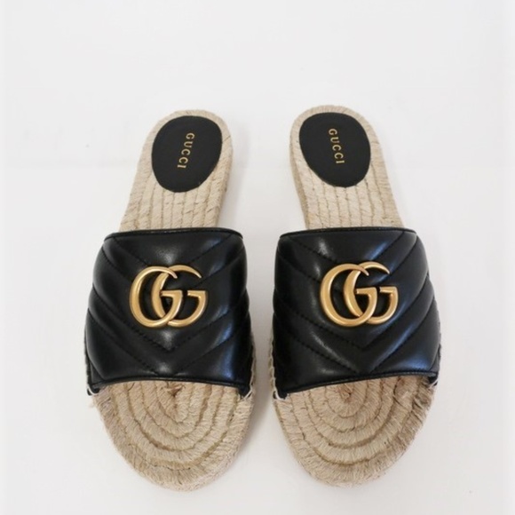 Gucci Shoes - Gucci Pilar Espadrille Slide Sandals GG